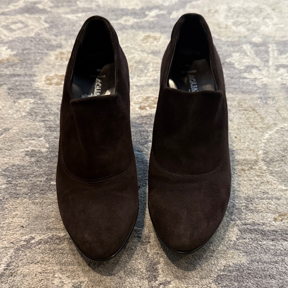 Aquatalia Dark Brown Suede Ankle Booties